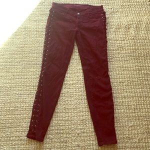 Dark maroon washed stretchy skinny jeans